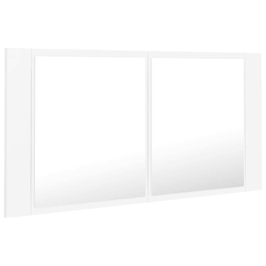 Καθρέφτης Μπάνιου με Ντουλάπι LED Λευκός 90x12x45 εκ. Ακρυλικός - Pakobazaar