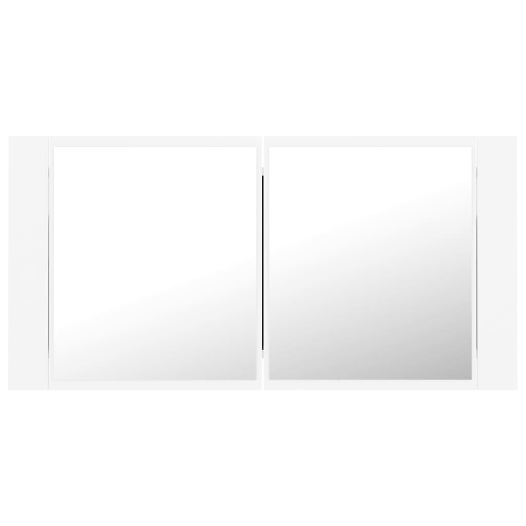 Καθρέφτης Μπάνιου με Ντουλάπι LED Λευκός 90x12x45 εκ. Ακρυλικός - Pakobazaar