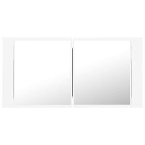 Καθρέφτης Μπάνιου με Ντουλάπι LED Λευκός 90x12x45 εκ. Ακρυλικός - Pakobazaar