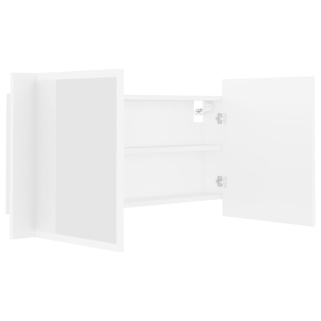 Καθρέφτης Μπάνιου με Ντουλάπι LED Λευκός 90x12x45 εκ. Ακρυλικός - Pakobazaar