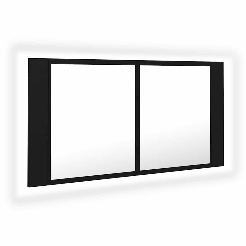 Καθρέφτης Μπάνιου με Ντουλάπι LED Μαύρος 90x12x45 εκ. Ακρυλικός