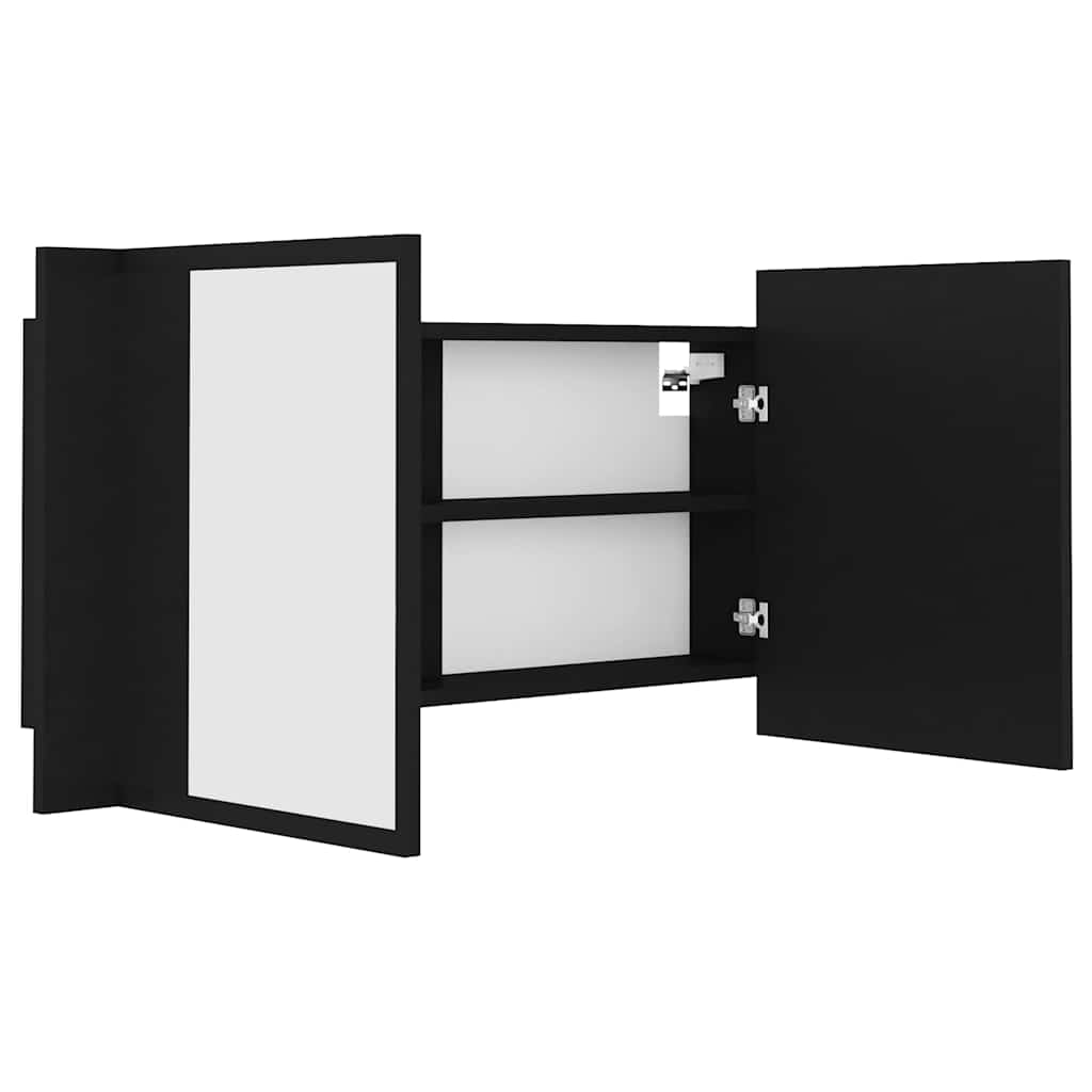 Καθρέφτης Μπάνιου με Ντουλάπι LED Μαύρος 90x12x45 εκ. Ακρυλικός