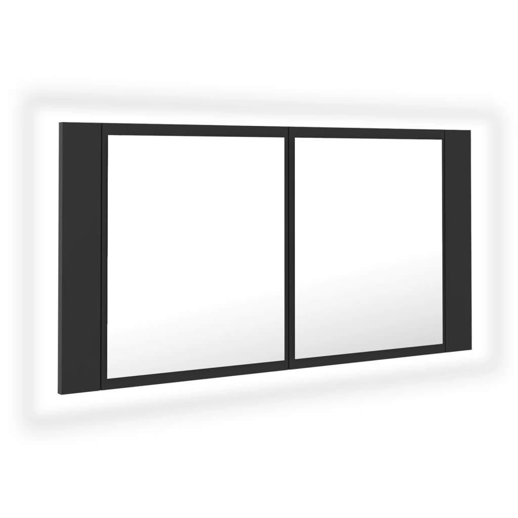 Ντουλάπι Μπάνιου με Καθρέφτη και LED Γκρι 90x12x45εκ. Ακρυλικός - Pakobazaar