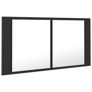Ντουλάπι Μπάνιου με Καθρέφτη και LED Γκρι 90x12x45εκ. Ακρυλικός - Pakobazaar