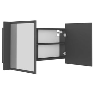 Ντουλάπι Μπάνιου με Καθρέφτη και LED Γκρι 90x12x45εκ. Ακρυλικός - Pakobazaar