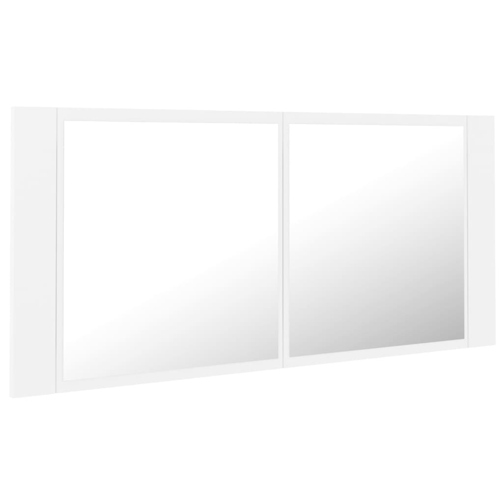 Καθρέφτης Μπάνιου με Ντουλάπι LED Λευκός 100x12x45 εκ Ακρυλικός - Pakobazaar