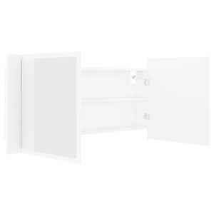 Καθρέφτης Μπάνιου με Ντουλάπι LED Λευκός 100x12x45 εκ Ακρυλικός - Pakobazaar
