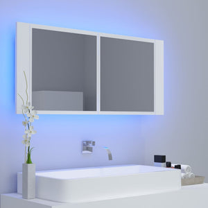Καθρέφτης Μπάνιου με Ντουλάπι LED Λευκός 100x12x45 εκ Ακρυλικός - Pakobazaar