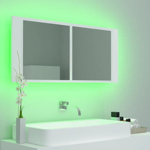 Καθρέφτης Μπάνιου με Ντουλάπι LED Λευκός 100x12x45 εκ Ακρυλικός - Pakobazaar