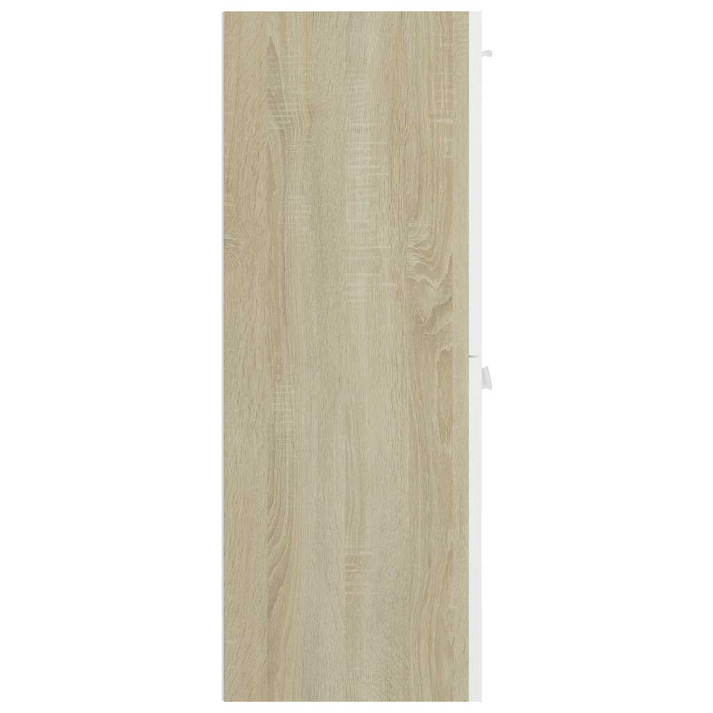 Στήλη Μπάνιου Λευκή/Sonoma Δρυς 30 x 30 x 80 εκ. από Επεξ. Ξύλο - Pakobazaar