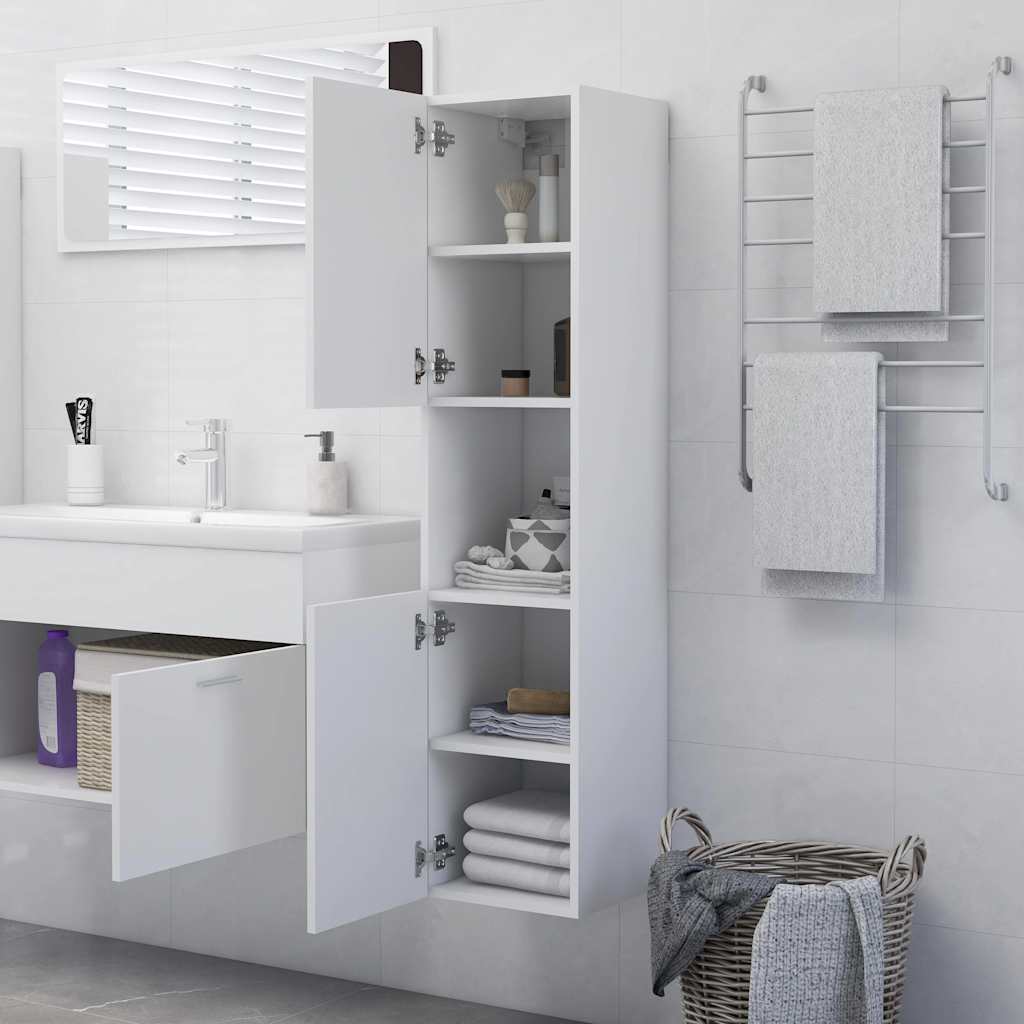 Στήλη Μπάνιου Λευκή 30 x 30 x 130 εκ. από Επεξ. Ξύλο - Pakobazaar