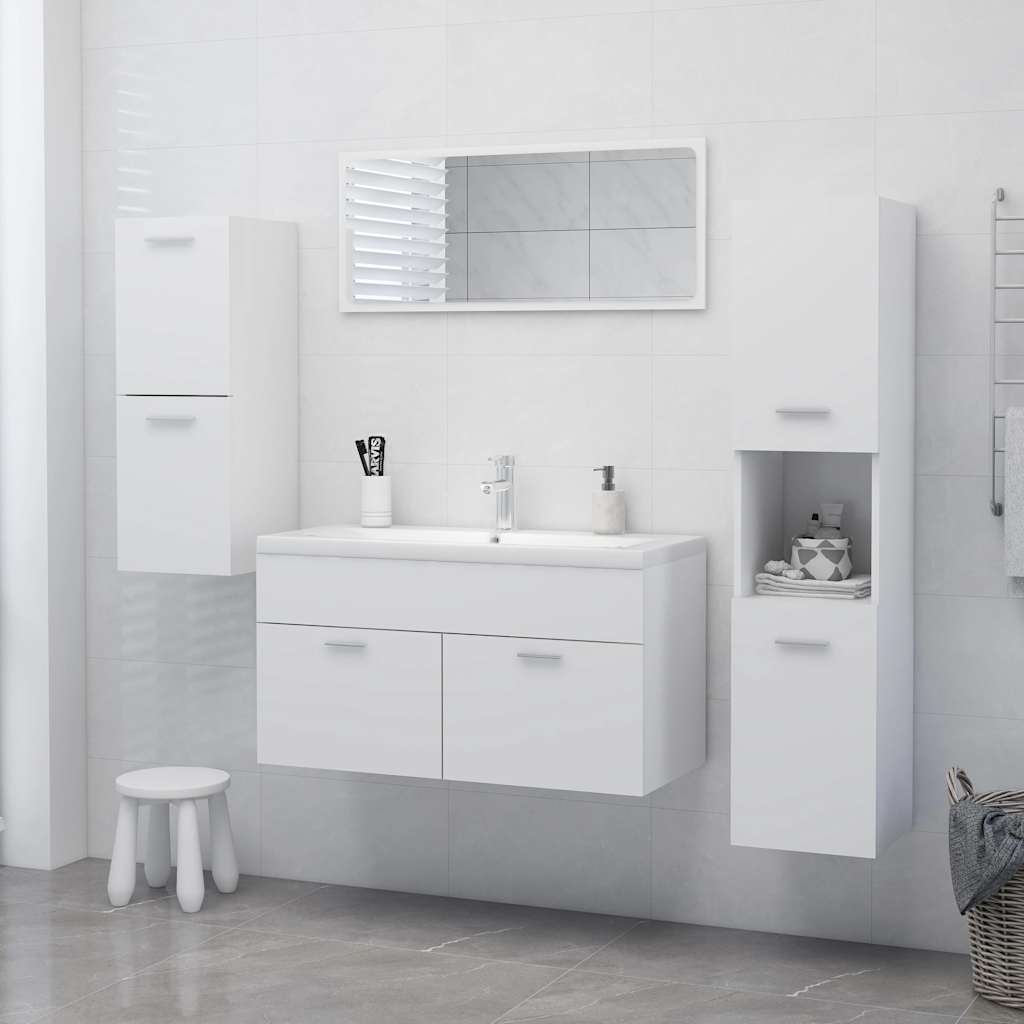 Στήλη Μπάνιου Λευκή 30 x 30 x 130 εκ. από Επεξ. Ξύλο - Pakobazaar