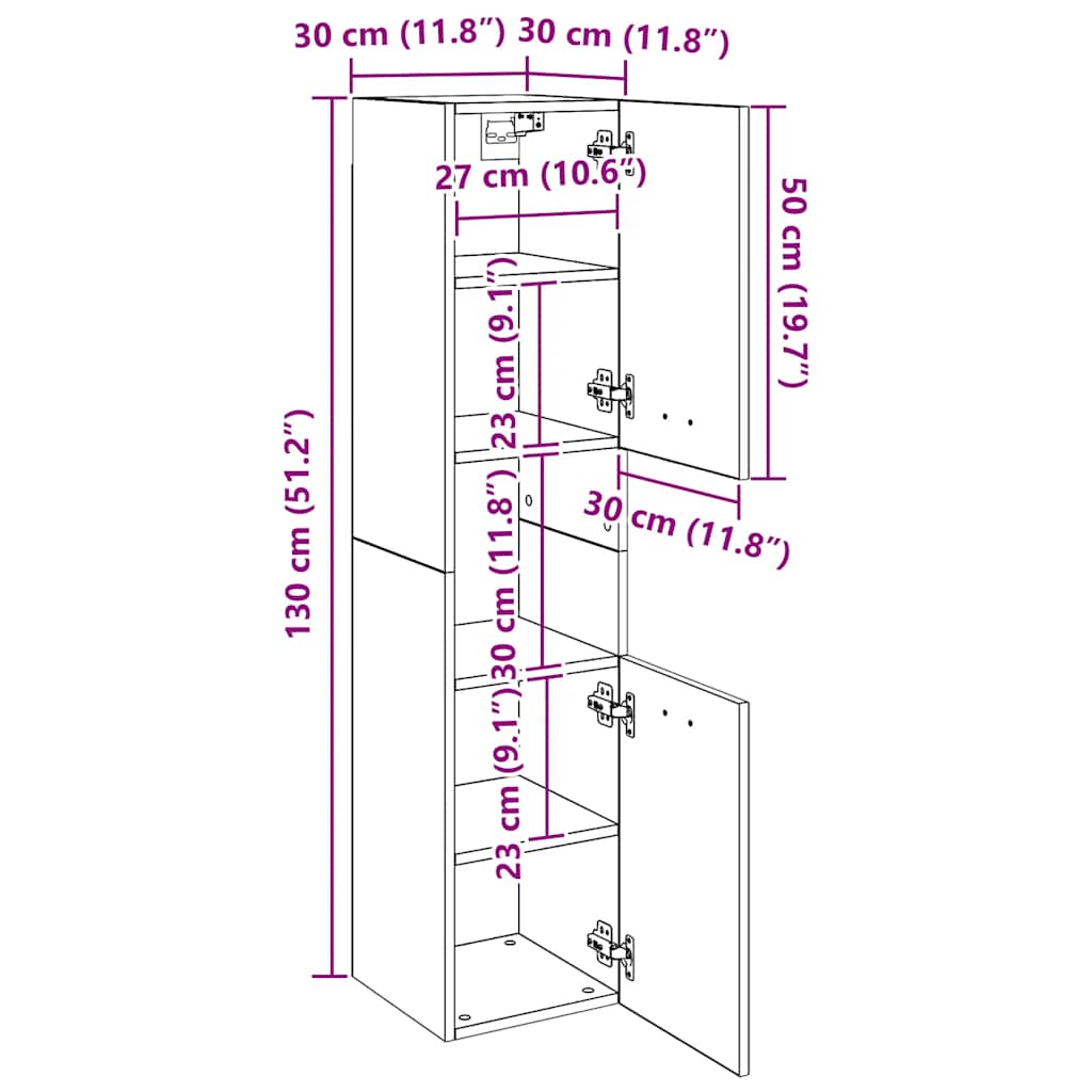 Στήλη Μπάνιου Μαύρη 30 x 30 x 130 εκ. από Επεξ. Ξύλο