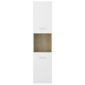 Ντουλάπι Μπάνιου Λευκό/Sonoma Δρυς 30x30x130εκ. από Επεξ. Ξύλο