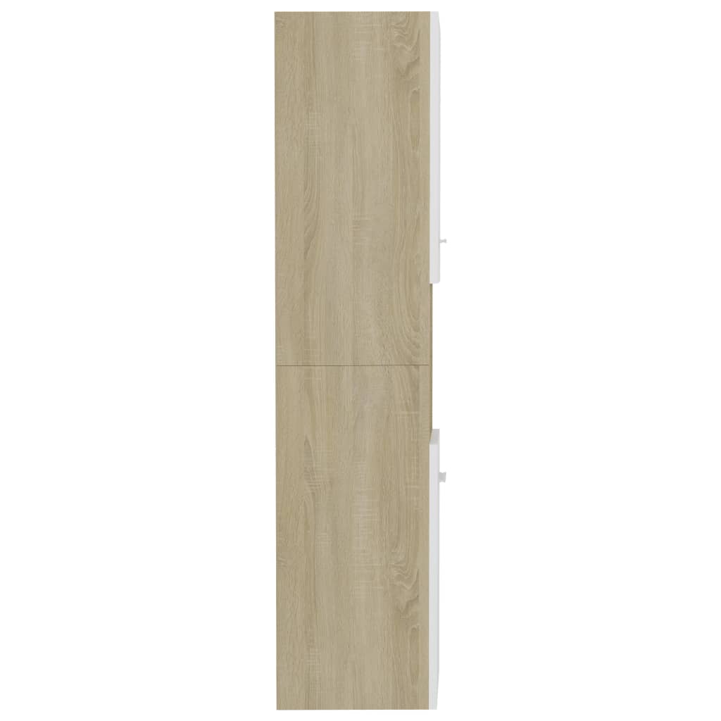 Ντουλάπι Μπάνιου Λευκό/Sonoma Δρυς 30x30x130εκ. από Επεξ. Ξύλο