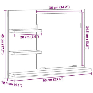 Καθρέφτης Μπάνιου Sonoma Δρυς 60 x 10,5 x 45 εκ. Επεξ. Ξύλο