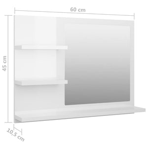 Καθρέφτης Μπάνιου Γυαλιστερό Λευκό 60x10,5x45 εκ. Επεξ. Ξύλο - Pakobazaar
