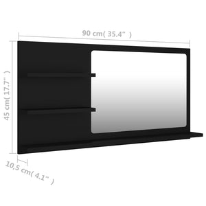 Καθρέφτης Μπάνιου Μαύρος 90 x 10,5 x 45 εκ. Επεξ. Ξύλο