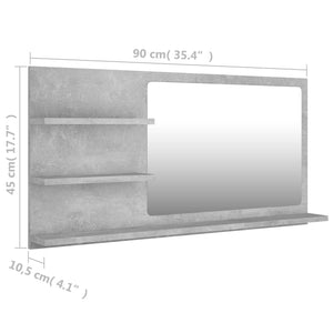 Καθρέφτης Μπάνιου Γκρι Σκυροδέματος 90x10,5x45 εκ. Επεξ. Ξύλο