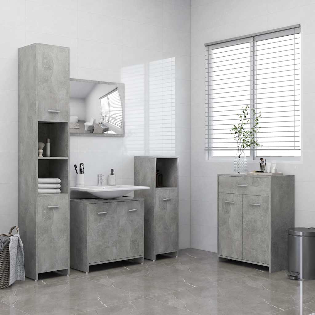 Ντουλάπι Μπάνιου Γκρι του Σκυροδέματος 60x33x80 εκ. Επεξ.Ξύλο