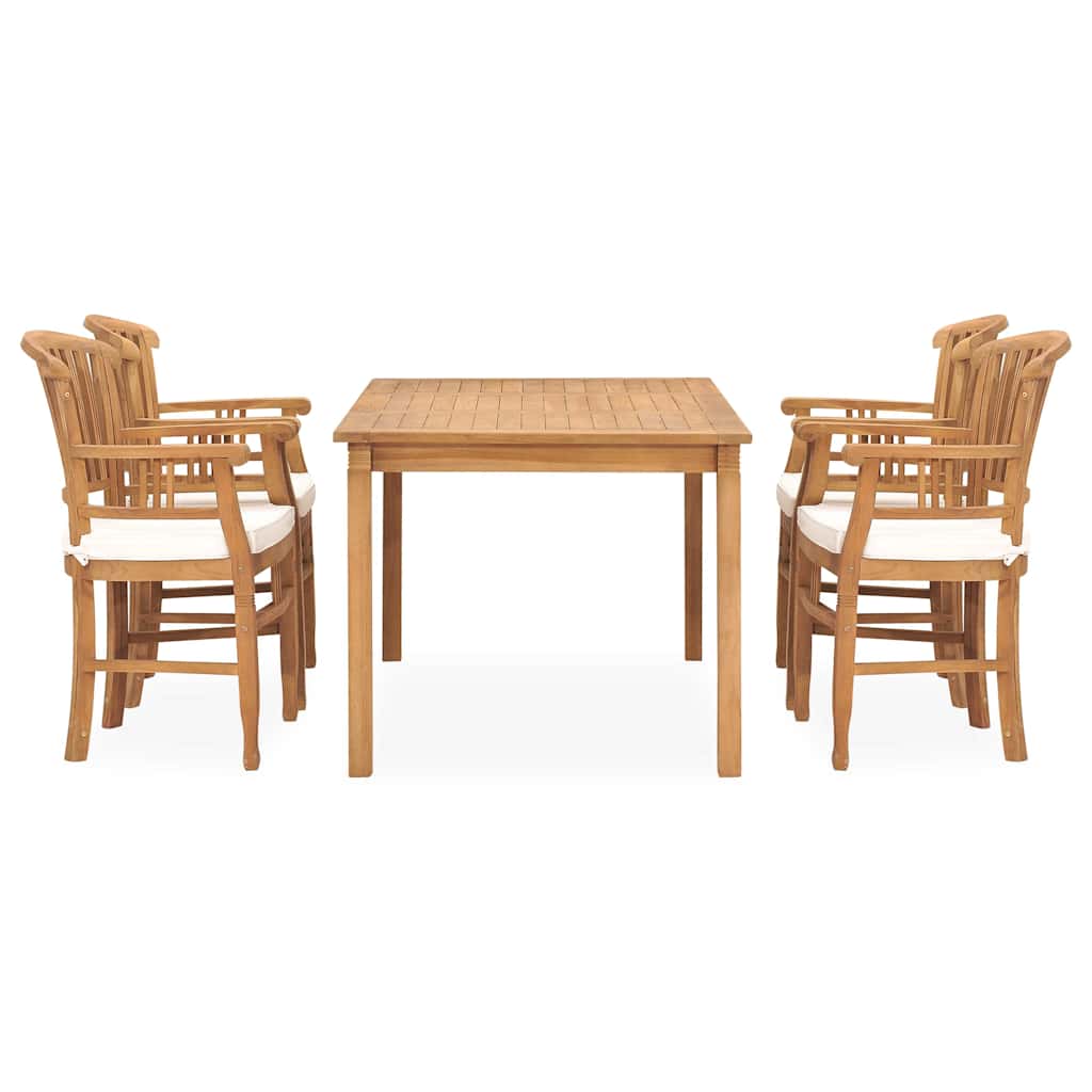 Σετ Τραπεζαρίας Κήπου 5 τεμ. από Μασίφ Ξύλο Teak με Μαξιλάρια