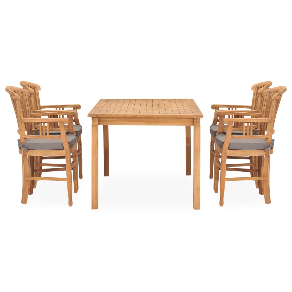 Σετ Τραπεζαρίας Κήπου 5 τεμ. από Μασίφ Ξύλο Teak με Μαξιλάρια