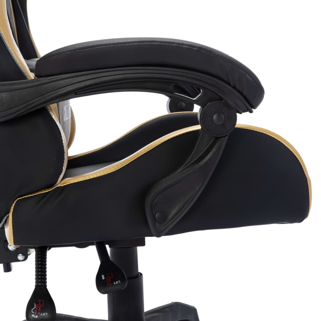 Καρέκλα Racing με Φωτισμό RGB LED Χρυσό/Μαύρο Συνθετικό Δέρμα - PAKOBAZAAR