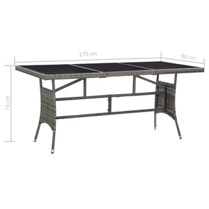 Σετ Τραπεζαρίας Κήπου 9 τεμ. Ανθρακί & Γκρι από Συνθετικό Ρατάν - PAKOBAZAAR