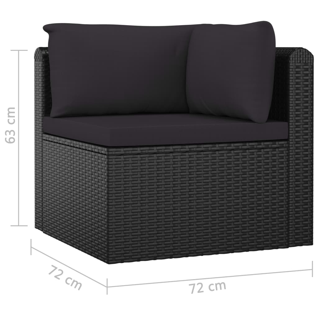 Σαλόνι Κήπου 11 Τεμαχίων Μαύρο από Συνθετικό Ρατάν με Μαξιλάρια - PAKOBAZAAR