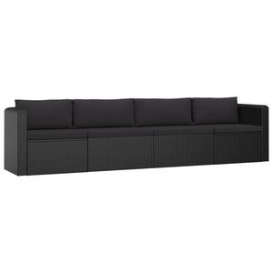 Σαλόνι Κήπου 9 Τεμαχίων Μαύρο από Συνθετικό Ρατάν με Μαξιλάρια - PAKOBAZAAR