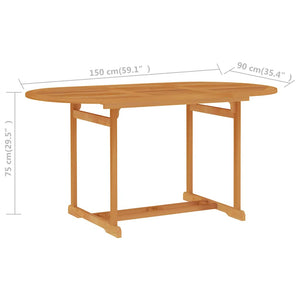 Σετ Τραπεζαρίας Κήπου 7 Τεμαχίων από Μασίφ Ξύλο Teak - Pakobazaar