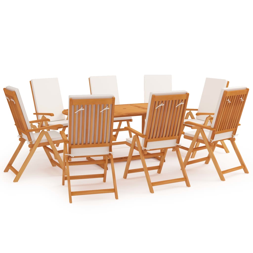 Σετ Τραπεζαρίας Κήπου 9 Τεμ. από Μασίφ Ξύλο Teak με Μαξιλάρια - PAKOBAZAAR