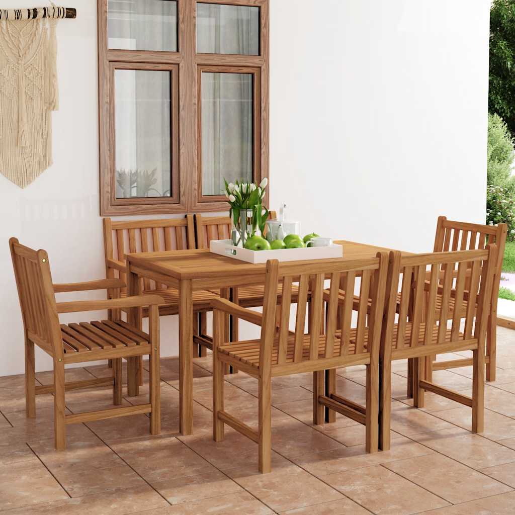 Σετ Τραπεζαρίας Κήπου 7 τεμαχίων από Μασίφ Ξύλο Teak 140x80 εκ. - PAKOBAZAAR