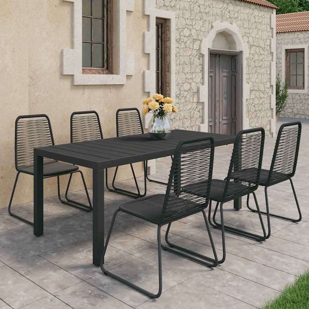 Σετ Τραπεζαρίας Κήπου 7 τεμ. Μαύρο από Ρατάν PVC - PAKOBAZAAR