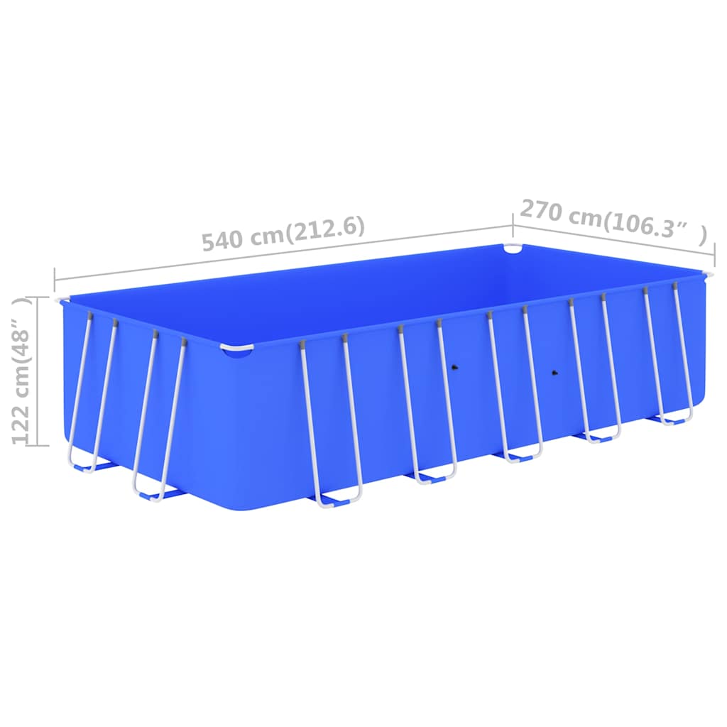 Πισίνα Μπλε 540 x 270 x 122 εκ. με Ατσάλινο Σκελετό