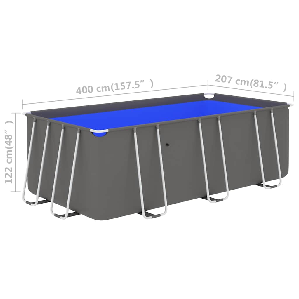 Πισίνα Ανθρακί με Ατσάλινο Σκελετό  400 x 207 x 122 εκ. - Pakobazaar