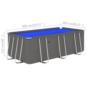 Πισίνα Ανθρακί με Ατσάλινο Σκελετό  400 x 207 x 122 εκ. - Pakobazaar