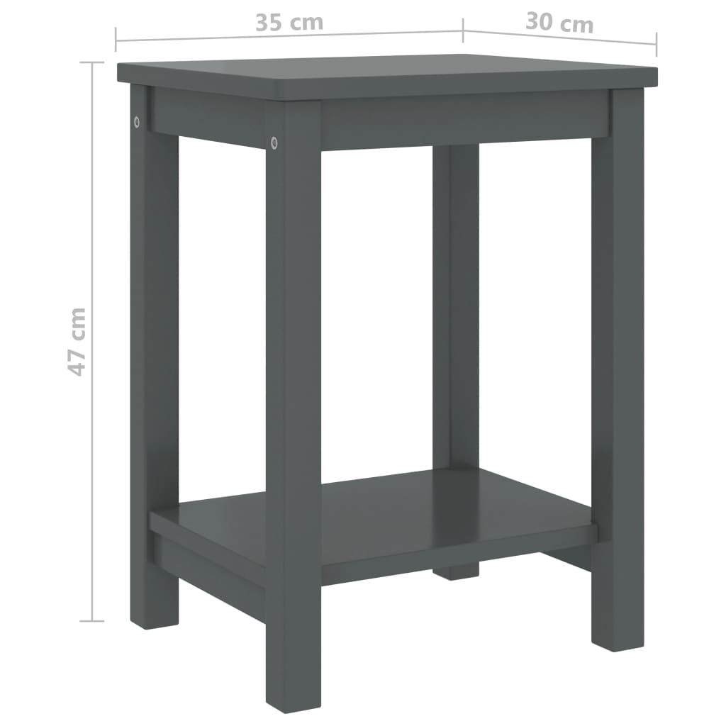 Κομοδίνο Σκούρο Γκρι 35 x 30 x 47 εκ. από Μασίφ Ξύλο Πεύκου