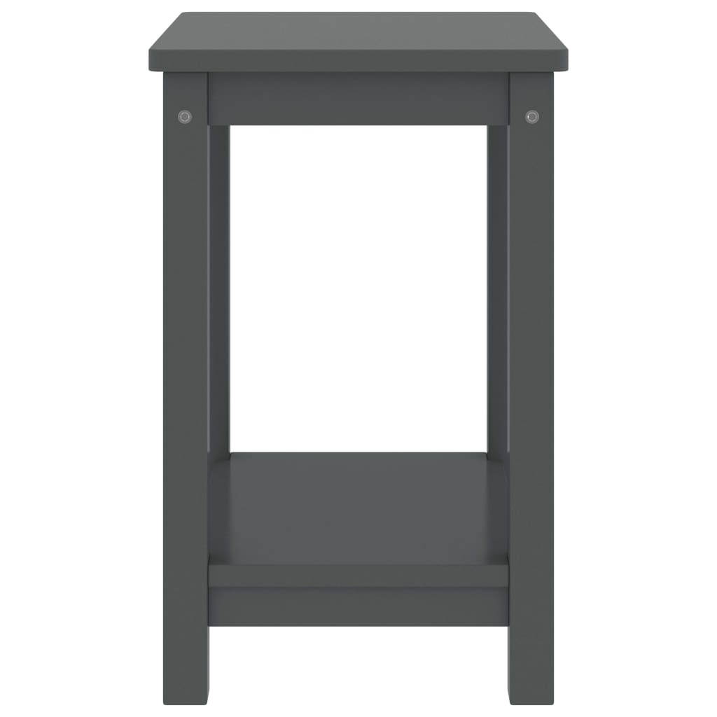 Κομοδίνα 2 τεμ. Σκούρο Γκρι 35 x 30 x 47 εκ. Μασίφ Ξύλο Πεύκου