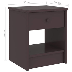 Κομοδίνο Σκούρο Καφέ 35 x 30 x 40 εκ. Μασίφ Ξύλο Πεύκου