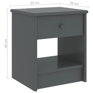 Κομοδίνο Σκούρο Γκρι 35 x 30 x 40 εκ. Μασίφ Ξύλο Πεύκου