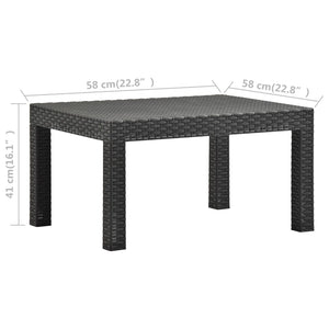 Τραπέζι Κήπου Ανθρακί 58x58x41 εκ. από Ρατάν Πολυπροπυλενίου