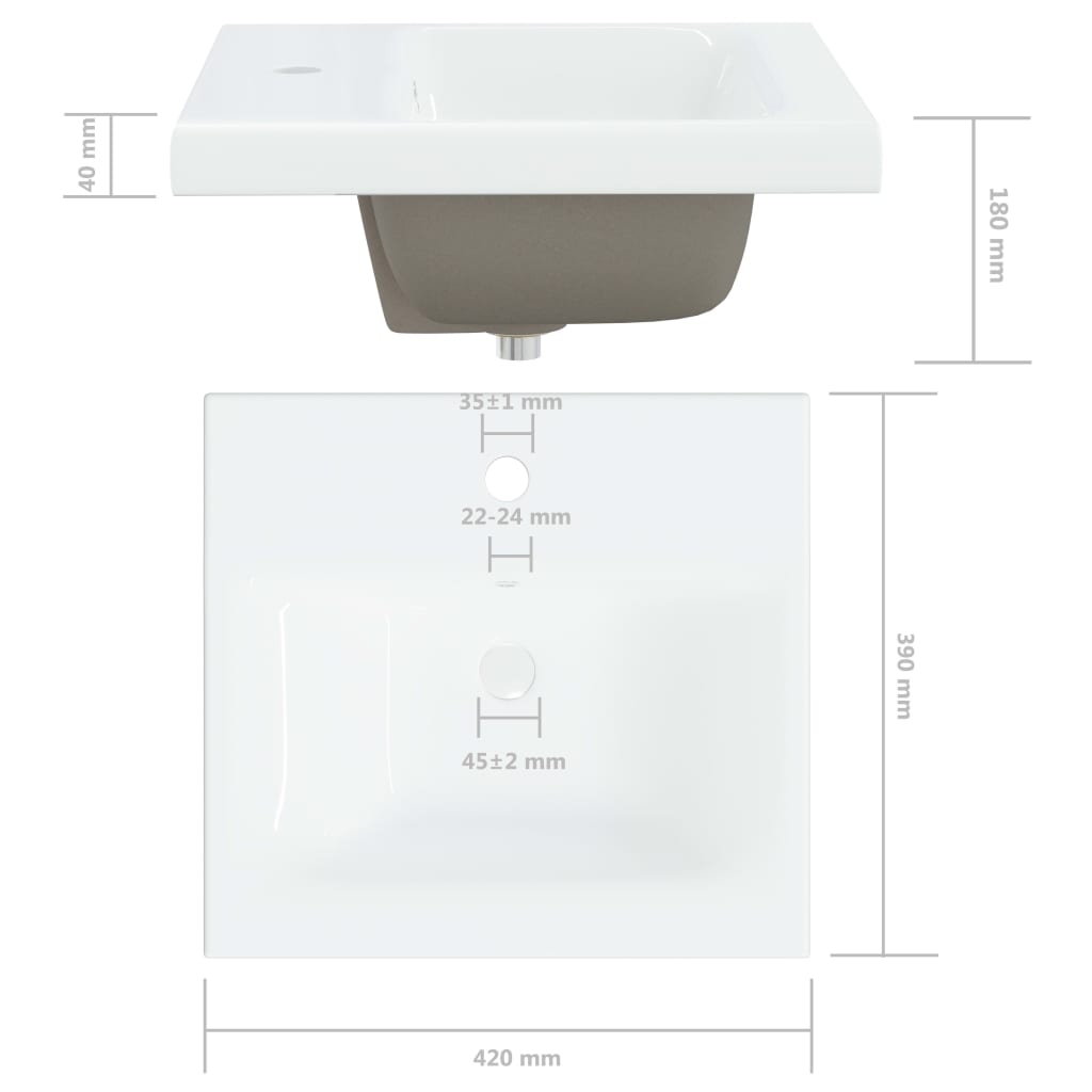Νιπτήρας Ένθετος Λευκός 42 x 39 x 18 εκ. Κεραμικός με Βρύση - PAKOBAZAAR