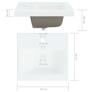 Νιπτήρας Ένθετος Λευκός 42 x 39 x 18 εκ. Κεραμικός με Βρύση - PAKOBAZAAR