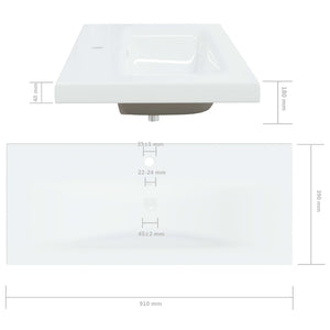 Νιπτήρας Ένθετος Λευκός 91 x 39 x 18 εκ. Κεραμικός με Βρύση - PAKOBAZAAR