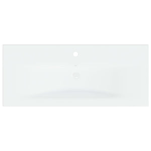 Νιπτήρας Ένθετος Λευκός 91 x 39 x 18 εκ. Κεραμικός με Βρύση - PAKOBAZAAR