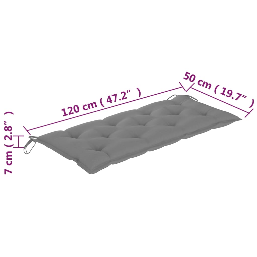 Παγκάκι Κήπου Διθέσιο 120 εκ. Μασίφ Ξύλο Ευκαλύπτου με Μαξιλάρι - Pakobazaar