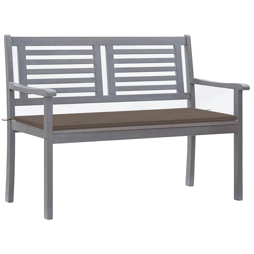 Παγκάκι Κήπου Διθέσιο Γκρι 120 εκ. Ξύλο Ευκαλύπτου με Μαξιλάρι