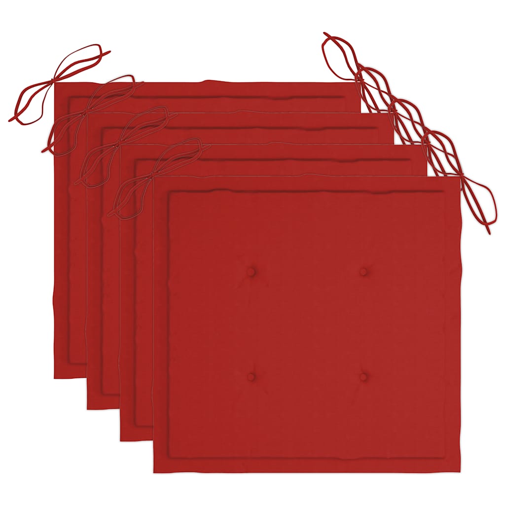 Καρέκλες Κήπου 4 τεμ. από Μασίφ Ξύλο Ακακίας με Μαξιλάρια - Pakobazaar