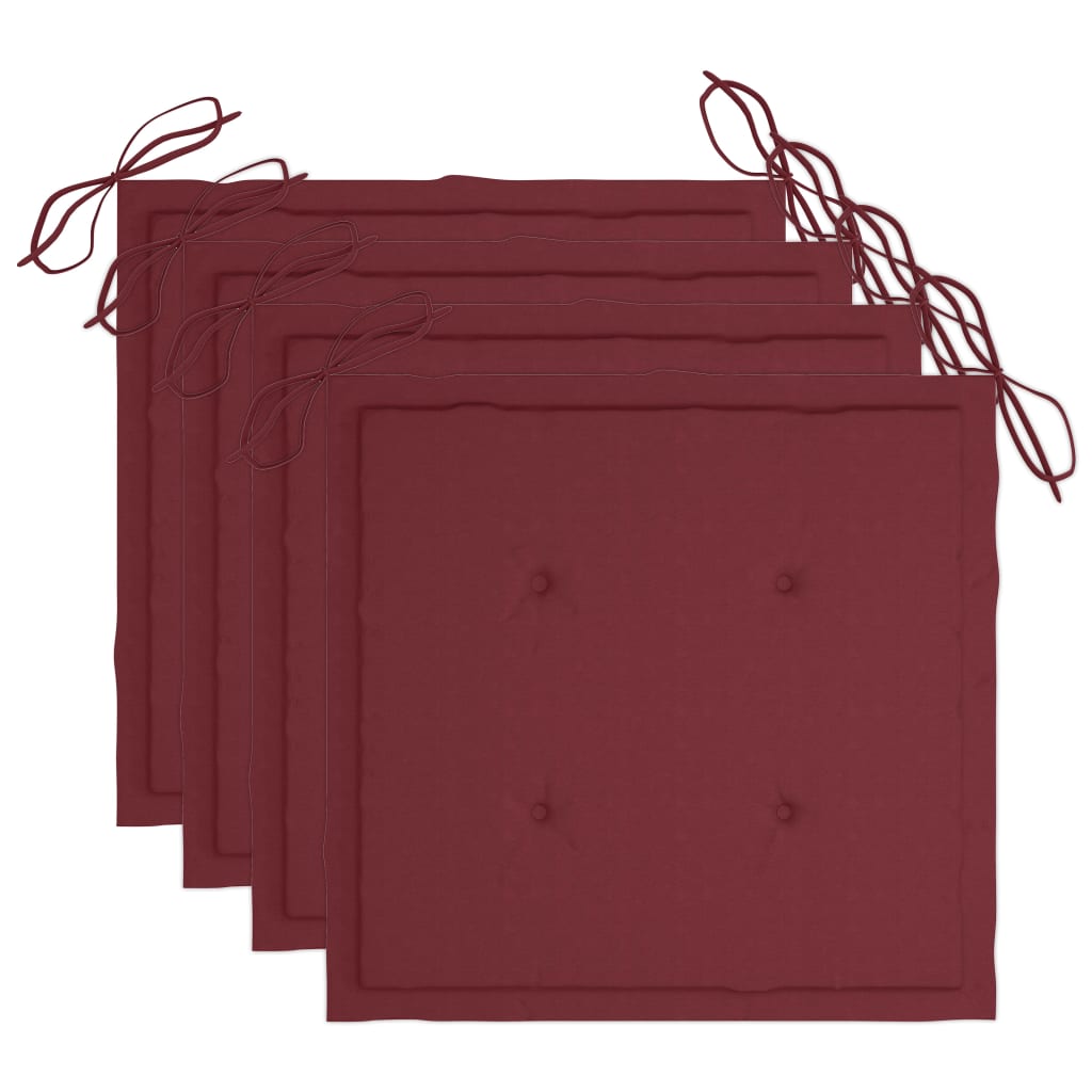 Καρέκλες Κήπου 4 τεμ. από Μασίφ Ξύλο Ακακίας με Μαξιλάρια - Pakobazaar